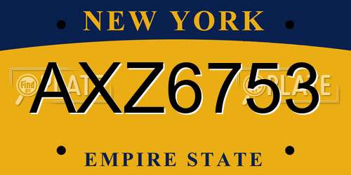 AXZ6753 New York License Plate