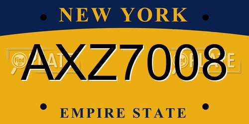 AXZ7008 New York License Plate