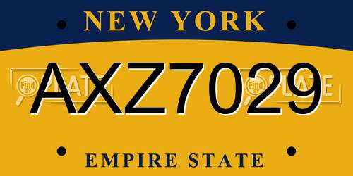 AXZ7029 New York License Plate