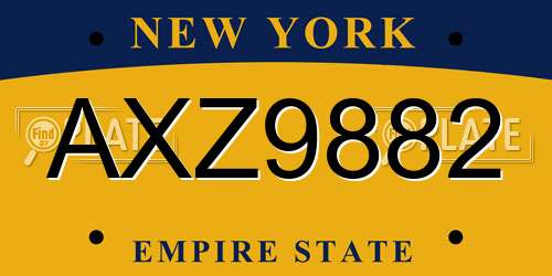 AXZ9882 New York License Plate