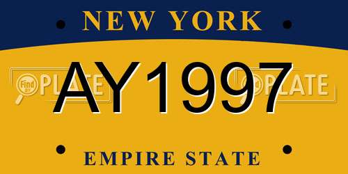AY1997 New York License Plate