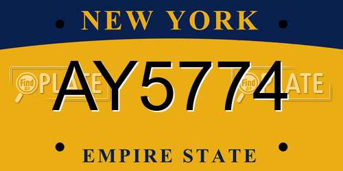 AY5774 New York License Plate