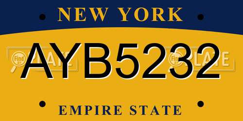 AYB5232 New York License Plate