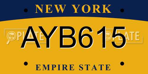 AYB615 New York License Plate