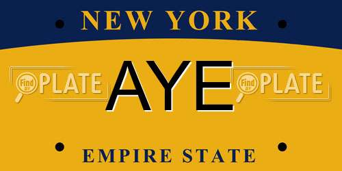 AYE New York License Plate