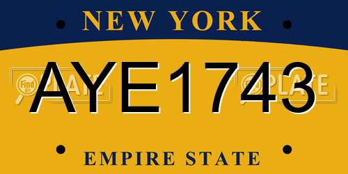 AYE1743 New York License Plate