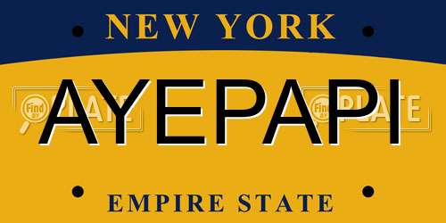 AYEPAPI New York License Plate