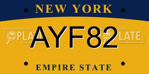 AYF82 New York License Plate