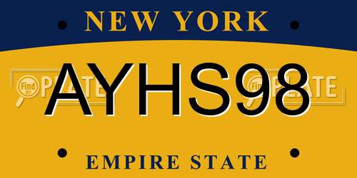 AYHS98 New York License Plate