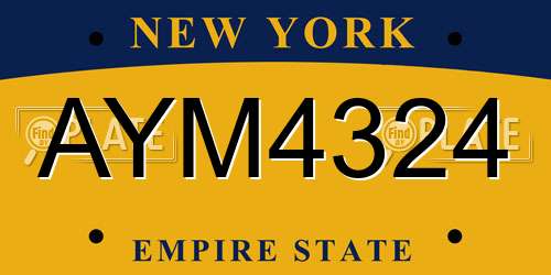 AYM4324 New York License Plate
