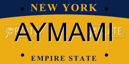 AYMAMI New York License Plate