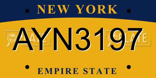 AYN3197 New York License Plate
