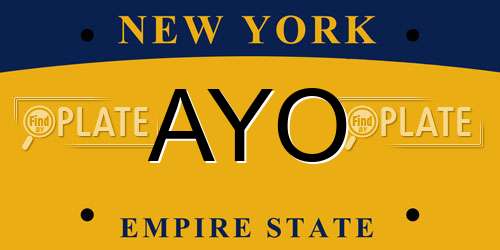 AYO New York License Plate