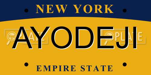 AYODEJI New York License Plate