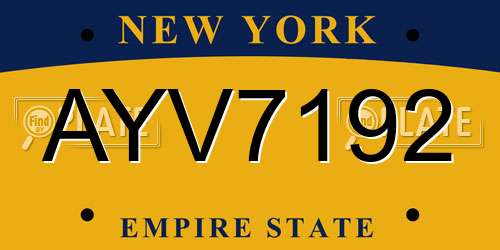 AYV7192 New York License Plate