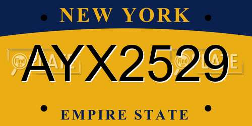 AYX2529 New York License Plate