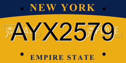 AYX2579 New York License Plate