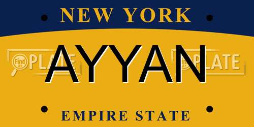AYYAN New York License Plate