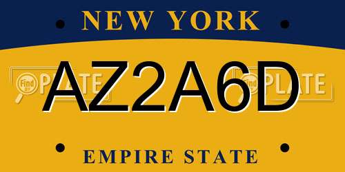 AZ2A6D New York License Plate