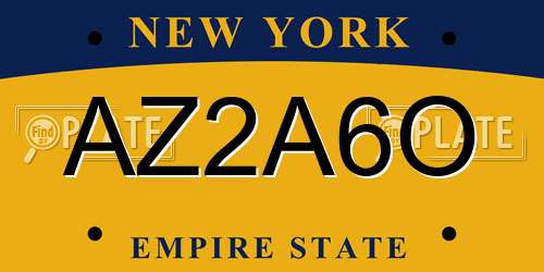 AZ2A6O New York License Plate