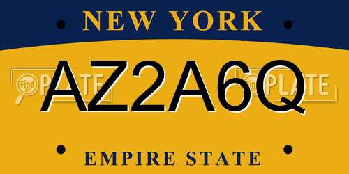 AZ2A6Q New York License Plate