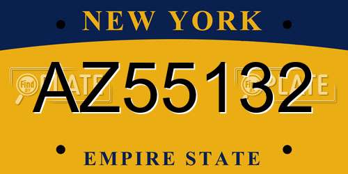 AZ55132 New York License Plate