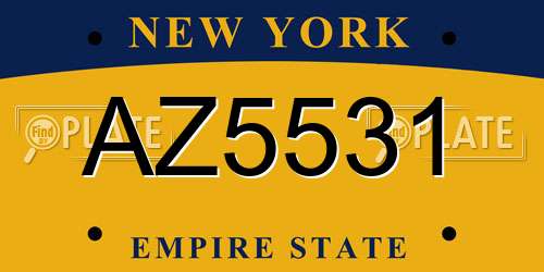 AZ5531 New York License Plate