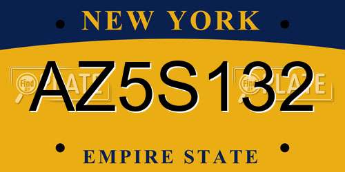 AZ5S132 New York License Plate