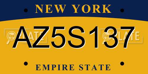 AZ5S137 New York License Plate