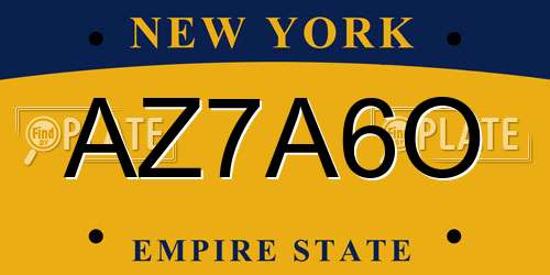 AZ7A6O New York License Plate