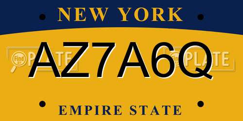AZ7A6Q New York License Plate
