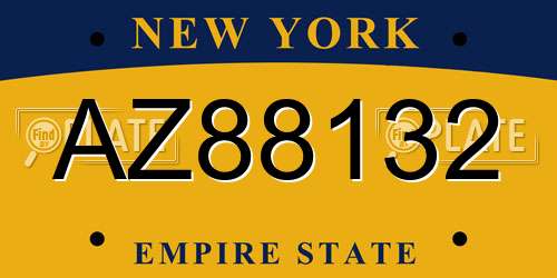 AZ88132 New York License Plate