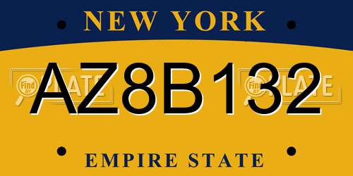 AZ8B132 New York License Plate