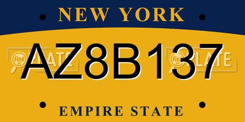 AZ8B137 New York License Plate