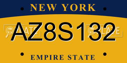 AZ8S132 New York License Plate