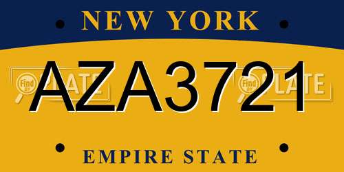 AZA3721 New York License Plate