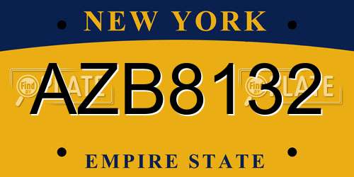AZB8132 New York License Plate