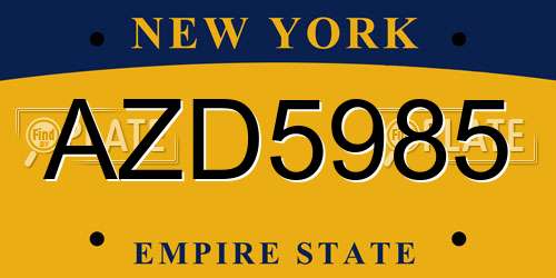 AZD5985 New York License Plate