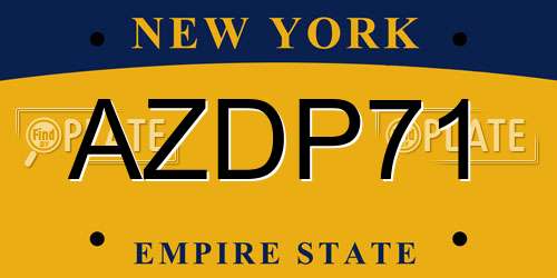 AZDP71 New York License Plate