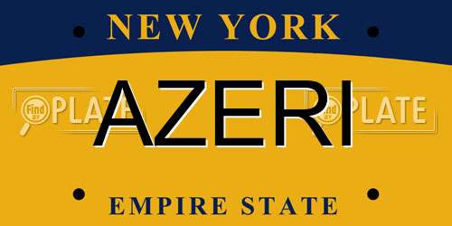 AZERI New York License Plate