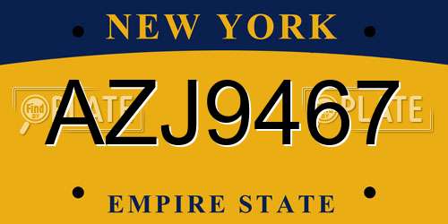 AZJ9467 New York License Plate