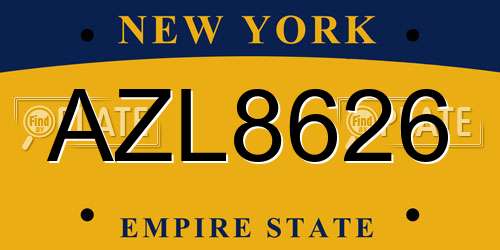 AZL8626 New York License Plate