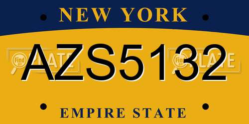 AZS5132 New York License Plate