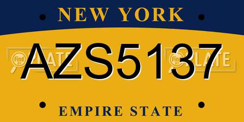 AZS5137 New York License Plate