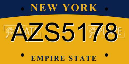 AZS5178 New York License Plate