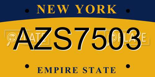 AZS7503 New York License Plate