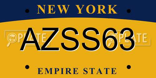 AZSS63 New York License Plate
