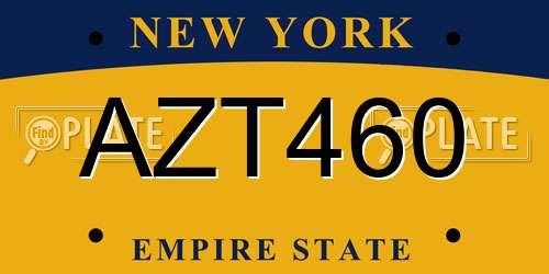 AZT460 New York License Plate