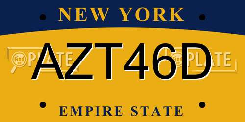 AZT46D New York License Plate