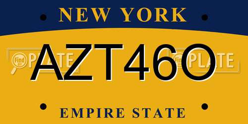 AZT46O New York License Plate